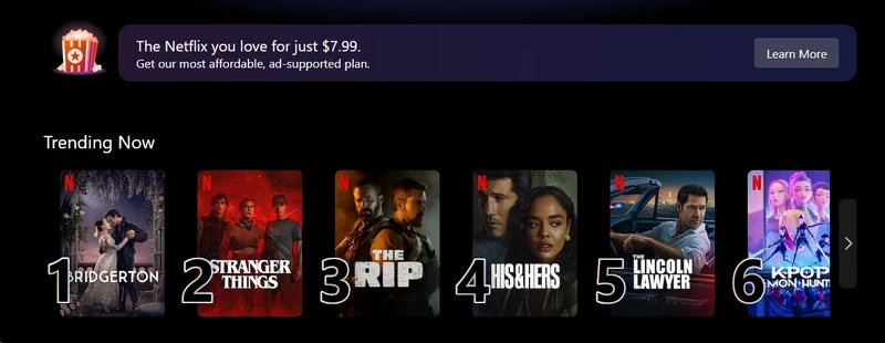 Netflix start page