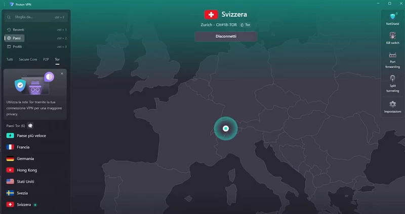 ProtonVPN app interface