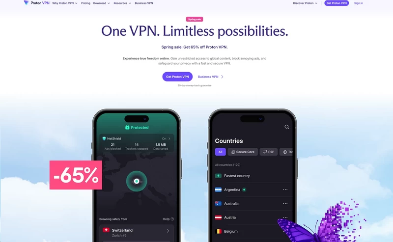 ProtonVPN home page