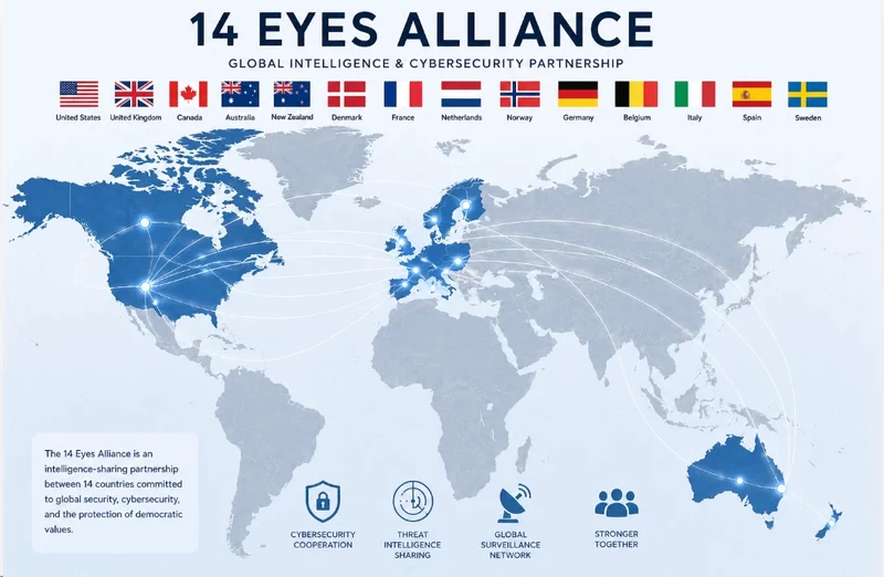 14 Eyes alliance map