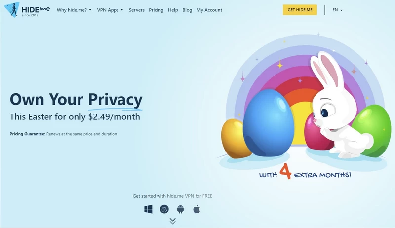 Hide.me VPN home page