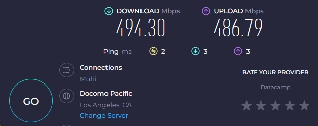 Windscribe VPN speed test results