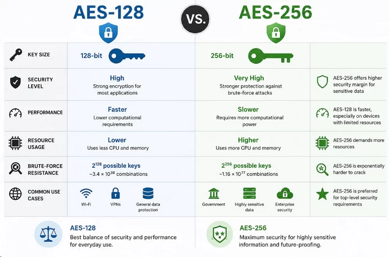 AES 128 and AES 256 encryption differences