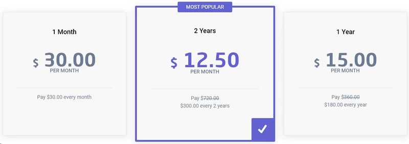 Astrill VPN pricing plans with monthly and yearly options