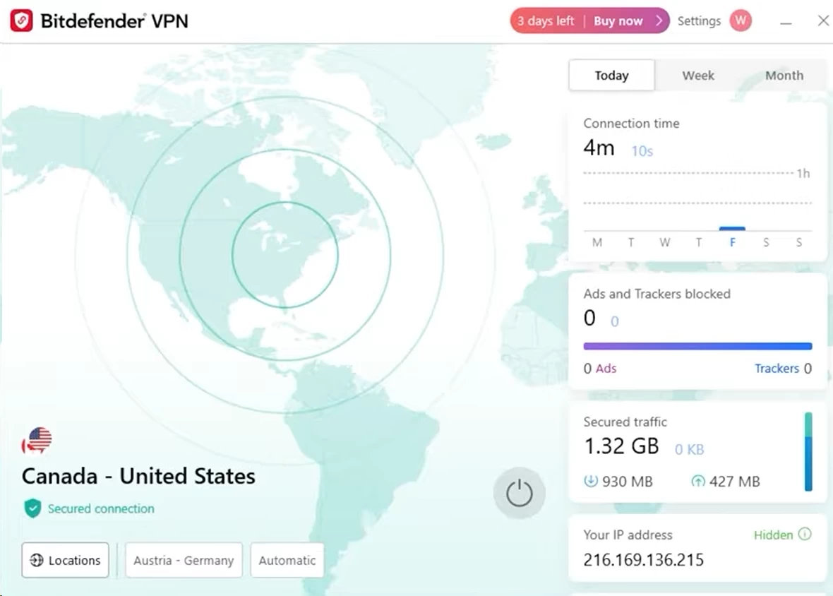 Bitdefender desktop app interface for Windows