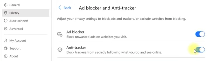 Bitdefender enabling ad blocker and anti tracker