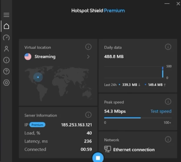 Hotspot Shield VPN Windows application screen
