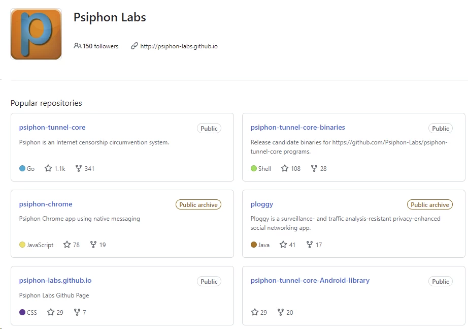 Psiphon Labs open source GitHub projects