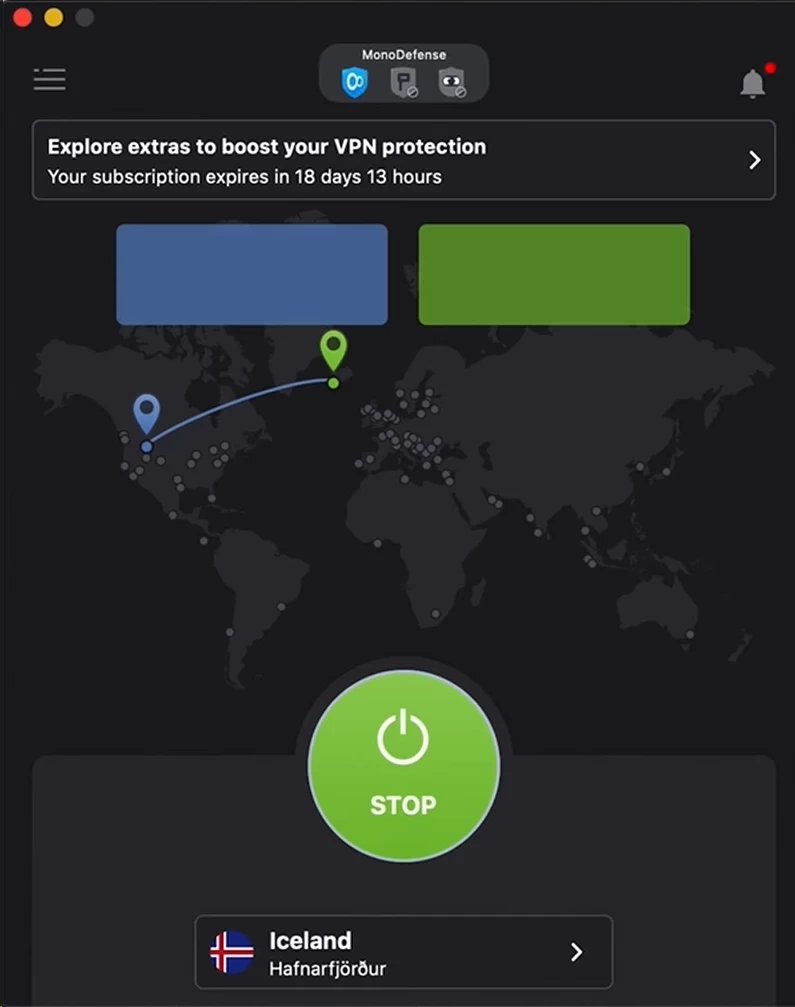 VPN Unlimited macOS application screen