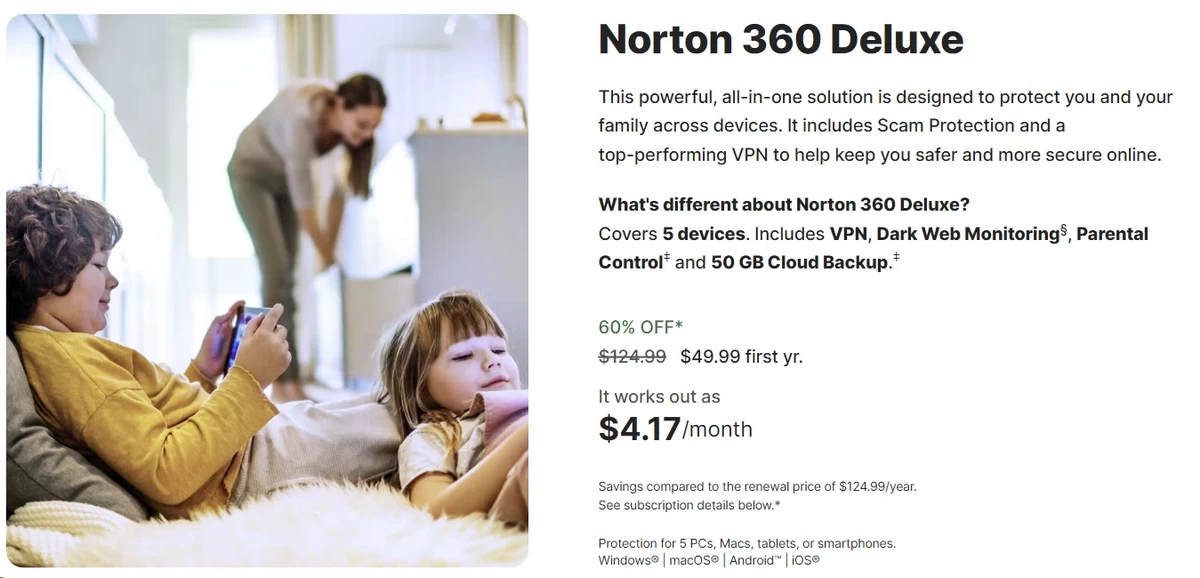 Norton 360 Deluxe plan