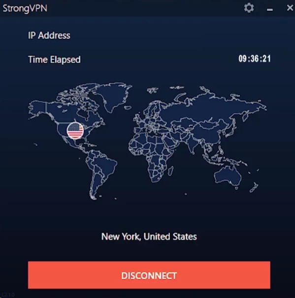 StrongVPN desktop app interface