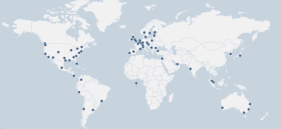 StrongVPN global server location map