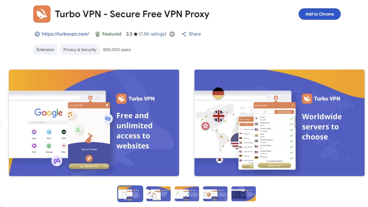 Turbo VPN Chrome browser extension