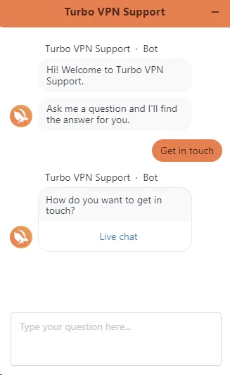 Turbo VPN live chat support