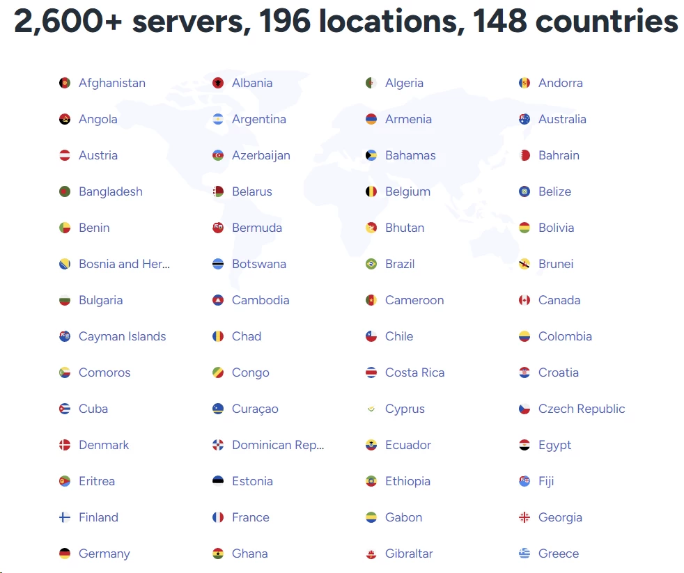 VeePN server locations and countries